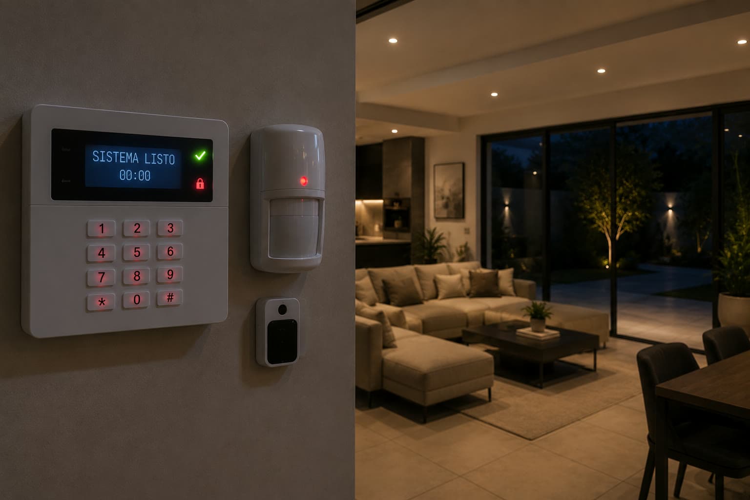 Teléfono recibiendo una alerta de un sistema de alarma residencial
